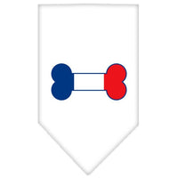 Pet and Dog Bandana Screen Printed, "Bone Shaped France Flag"