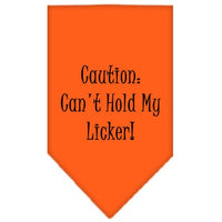 Pet and Dog Bandana Screen Printed, "Caution: Can't Hold My Licker"