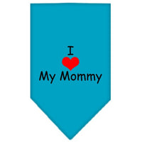 Pet and Dog Bandana Screen Printed, "I Love My Mommy"