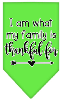 Pet and Dog Bandana Screen Printed, "I Am What My Family Is Thankful For"