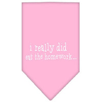 Pet and Dog Bandana Screen Printed, "I Really Did Eat The Homework"