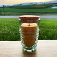Beeswax Candle in Honeybee Glass Jar Spanish Recycled Glass - BIG FRENCHIES