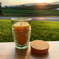Beeswax Candle in Honeybee Glass Jar Spanish Recycled Glass - BIG FRENCHIES