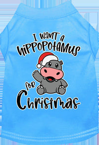 Christmas Pet Dog & Cat Shirt Screen Printed, "I Want A Hippopotamus For Christmas"