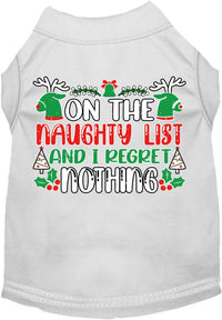 Christmas Cat or Dog Shirt for Pets 0-20 Pounds, "On The Naughty List And I Regret Nothing"