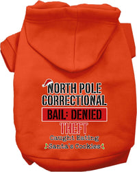 Christmas Pet Hoodie Screen Printed, "North Pole Correctional"