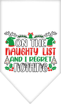 Christmas Pet Bandana "On The Naughty List And I Regret Nothing"
