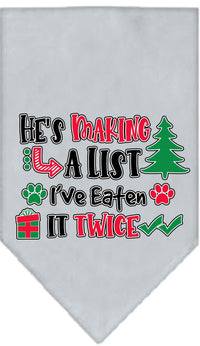 Christmas Pet Bandana "He's Making A List, I've Eaten It Twice"
