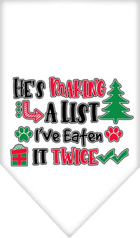 Christmas Pet Bandana "He's Making A List, I've Eaten It Twice"