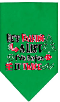 Christmas Pet Bandana "He's Making A List, I've Eaten It Twice"