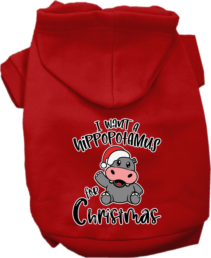 Christmas Pet Hoodie "I Want A Hippopotamus For Christmas"