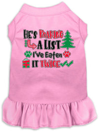 Christmas Pet Dress "He's Making A List, I've Eaten It Twice"