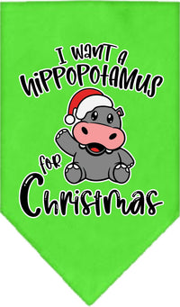 Christmas Pet and Dog Bandana Screen Printed, "I Want A Hippopotamus For Christmas"