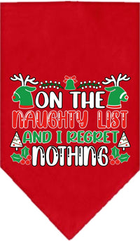 Christmas Pet Bandana "On The Naughty List And I Regret Nothing"