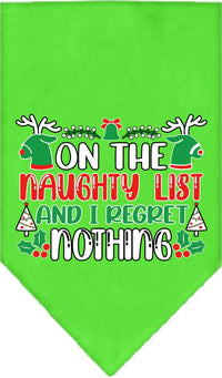 Christmas Pet Bandana "On The Naughty List And I Regret Nothing"