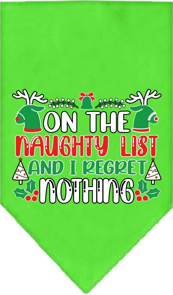 Christmas Pet Bandana "On The Naughty List And I Regret Nothing"