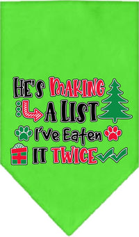 Christmas Pet Bandana "He's Making A List, I've Eaten It Twice"