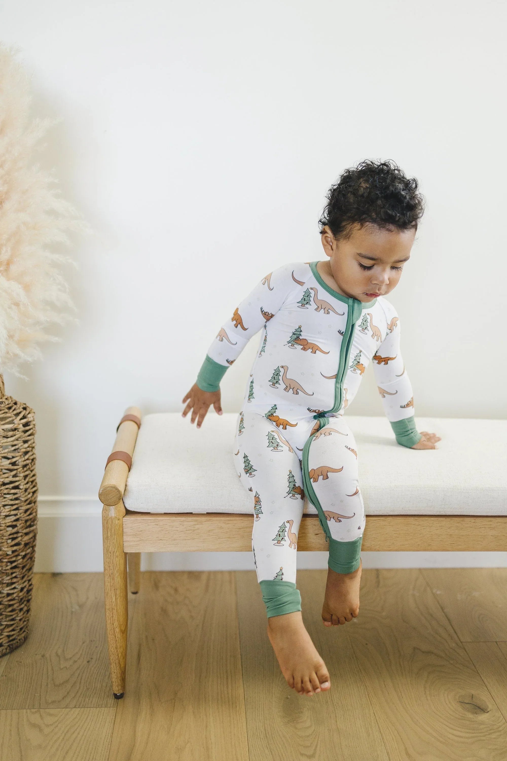 Christmas Tree-Rex Dino Bamboo Zippy Romper *Newborn left - BIG FRENCHIES