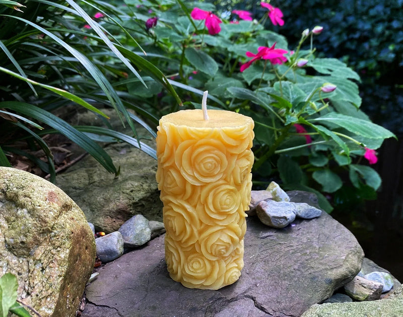 Mini Rose Beeswax Pillar Candle - BIG FRENCHIES