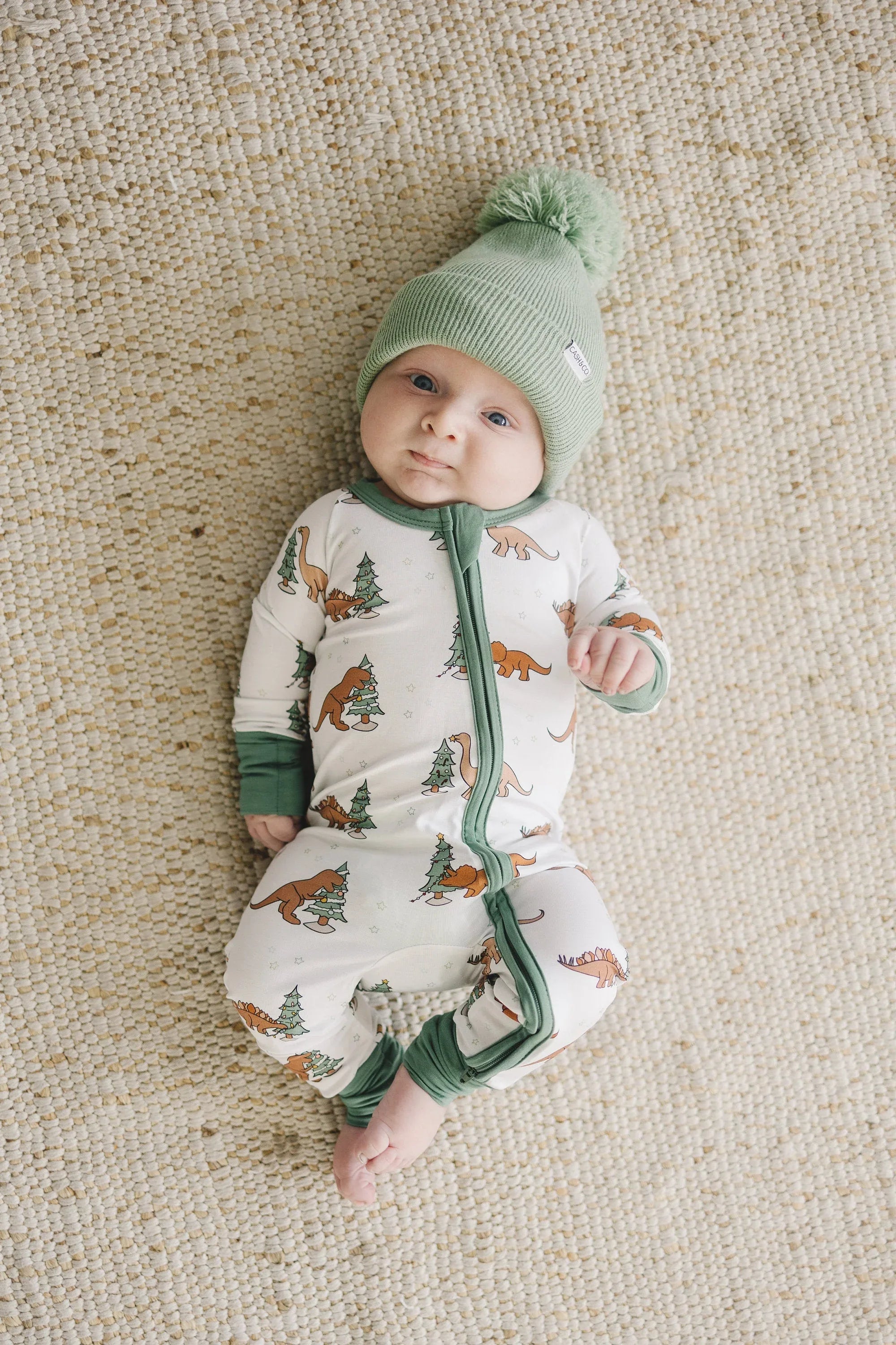 Christmas Tree-Rex Dino Bamboo Zippy Romper *Newborn left - BIG FRENCHIES