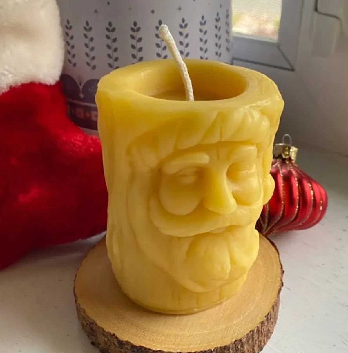 Santa Beeswax Pillar Candle - BIG FRENCHIES