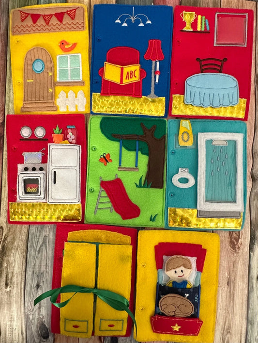 Portable Felt Dollhouse Quiet Book - Toddler Quiet Activity Toy - Educational Gift For Boys and Girls - Learning Toy - Unpaper Doll - BIG FRENCHIES