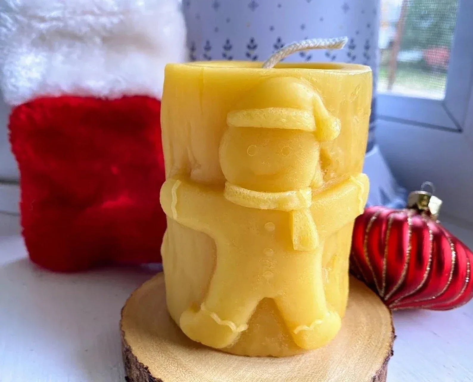 Christmas Beeswax Pillar Candles Santa Snowman Reindeer Gingerbread Holiday Gifts - BIG FRENCHIES