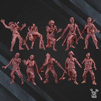 3d Printed Pandemic Zombies Squad x10 by DakkaDakka Miniatures