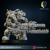3d Printed Ork Pirate with Big Bada Boom w/Chainsword by Meshbrain Labs