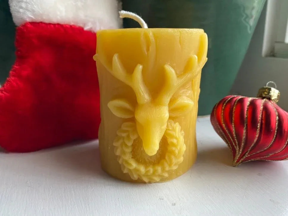 Christmas Beeswax Pillar Candles Santa Snowman Reindeer Gingerbread Holiday Gifts - BIG FRENCHIES