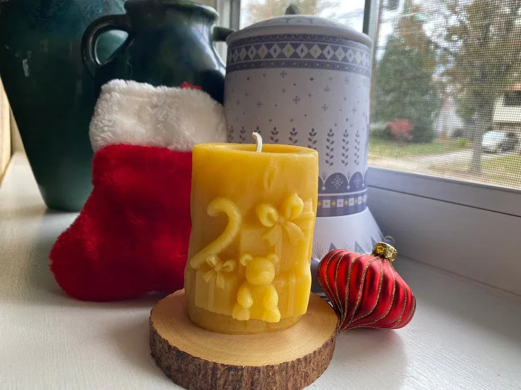 Christmas Beeswax Pillar Candles Santa Snowman Reindeer Gingerbread Holiday Gifts - BIG FRENCHIES
