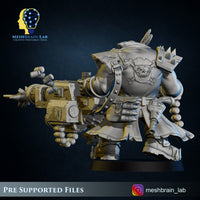 3d Printed Ork Pirate with Big Bada Boom Grenade Launcher by Meshbrain Labs