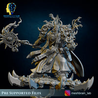 3d Printed Doom Marine Sorcerer on Flying Disc by Meshbrain Labs