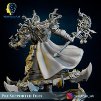 3d Printed Doom Marine Sorcerer on Flying Disc by Meshbrain Labs