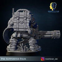 3d Printed Ork Commando with Minigun by Meshbrain Labs Miniatures