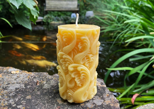 Wave Beeswax Pillar Candle - BIG FRENCHIES