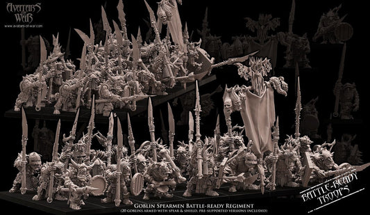 3D printed Goblin Spearmen Regiment x20 by Avatars of War