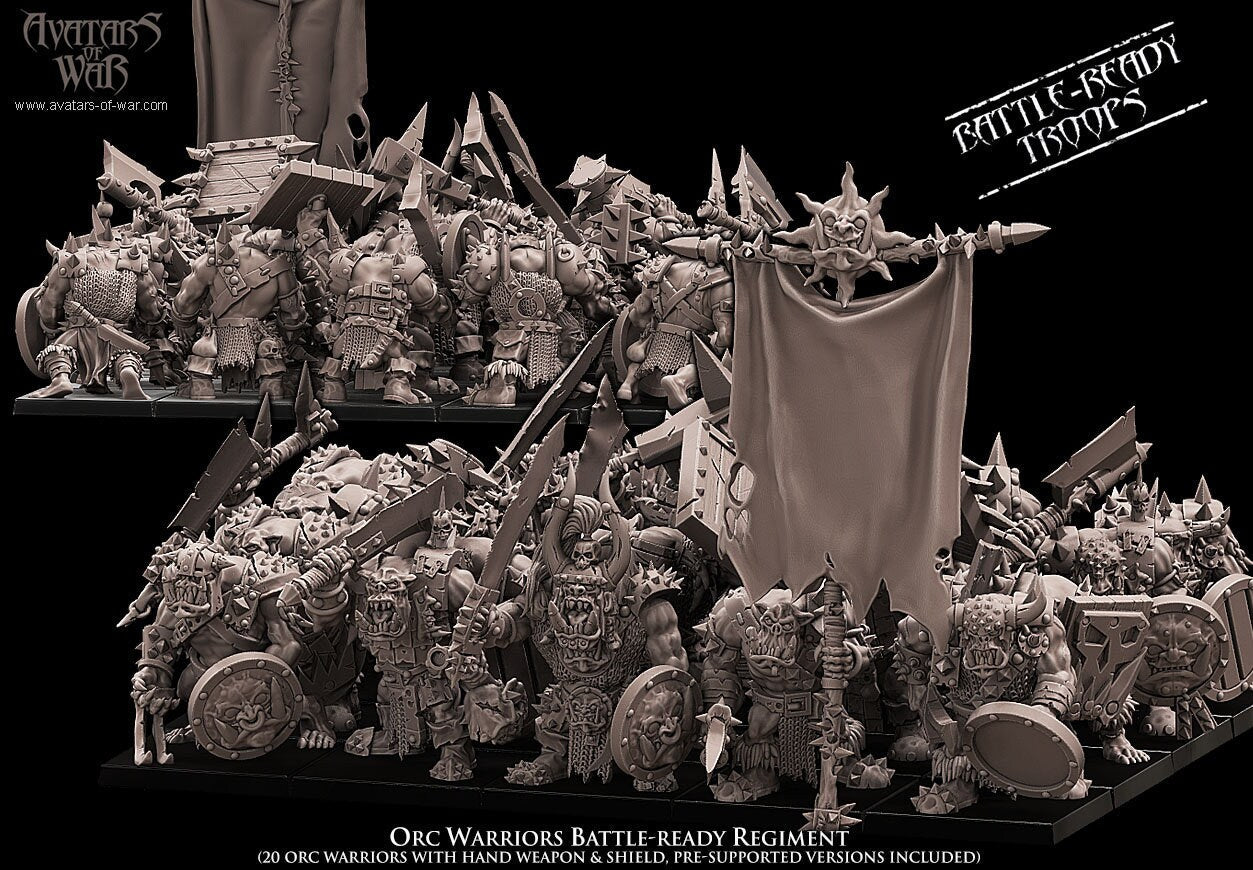 3D printed Orc Warrior Battle Ready regiment (20 orcs) by Avatars of War