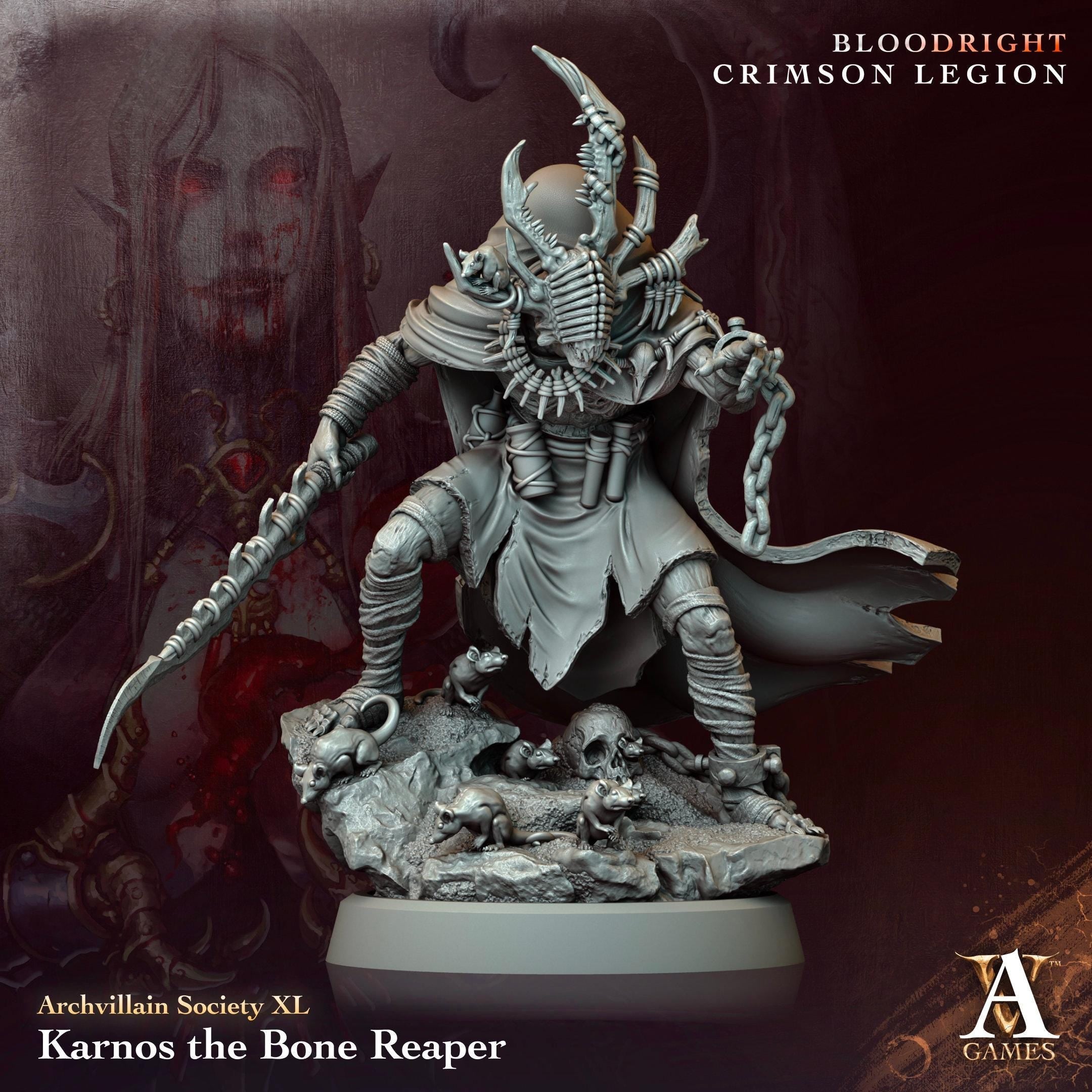 3D Printed Karnos the Bone Reaper by Archvillain Games