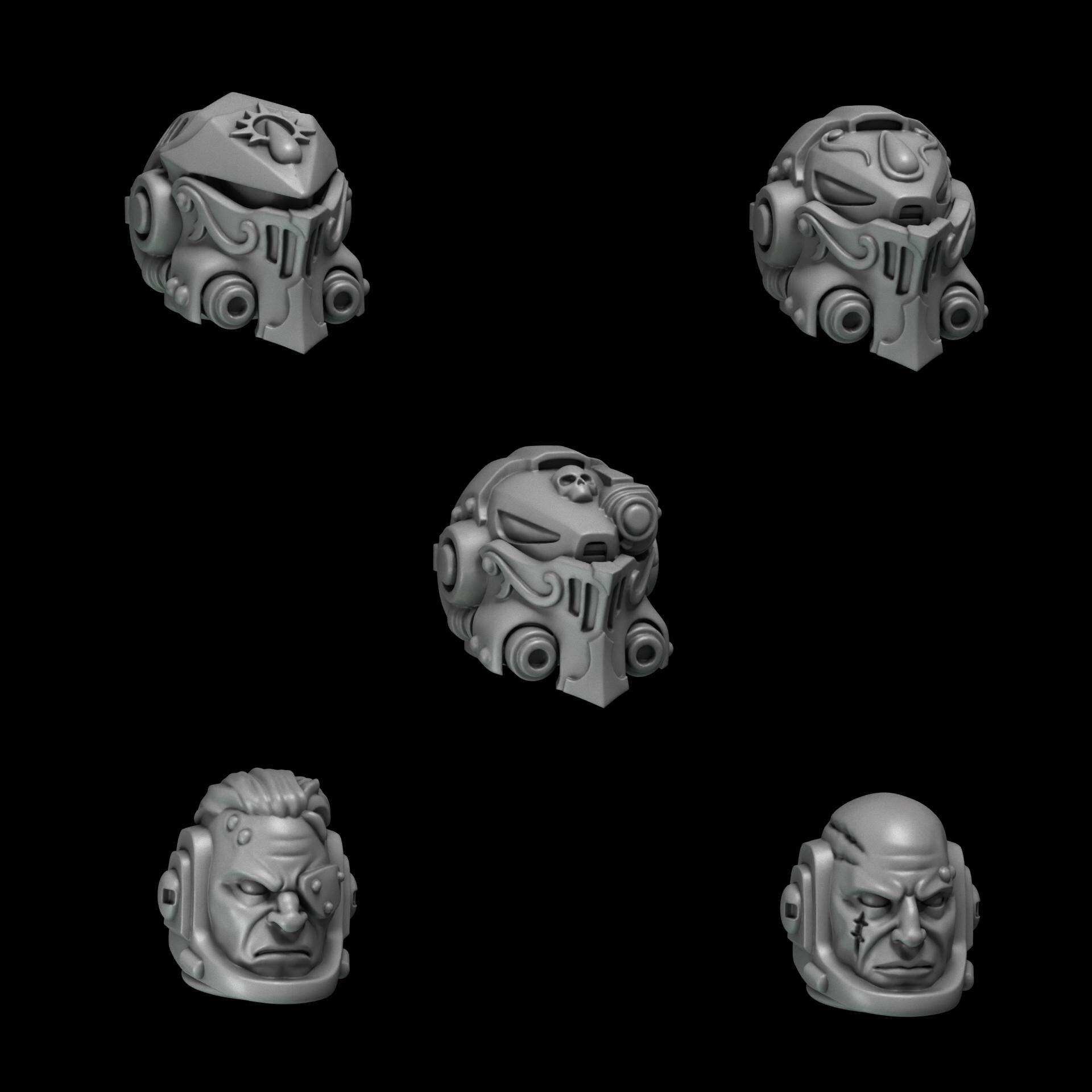 3d Printed Crimson Lords Heavy Armor Helmets x10 by Greytide Studio