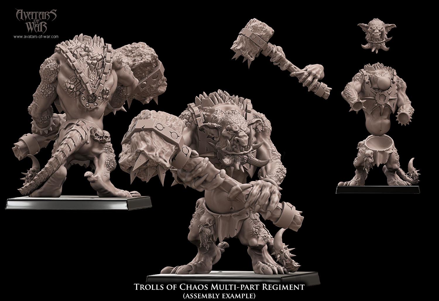 3D printed Trolls of Chaos x5 by Avatars of War