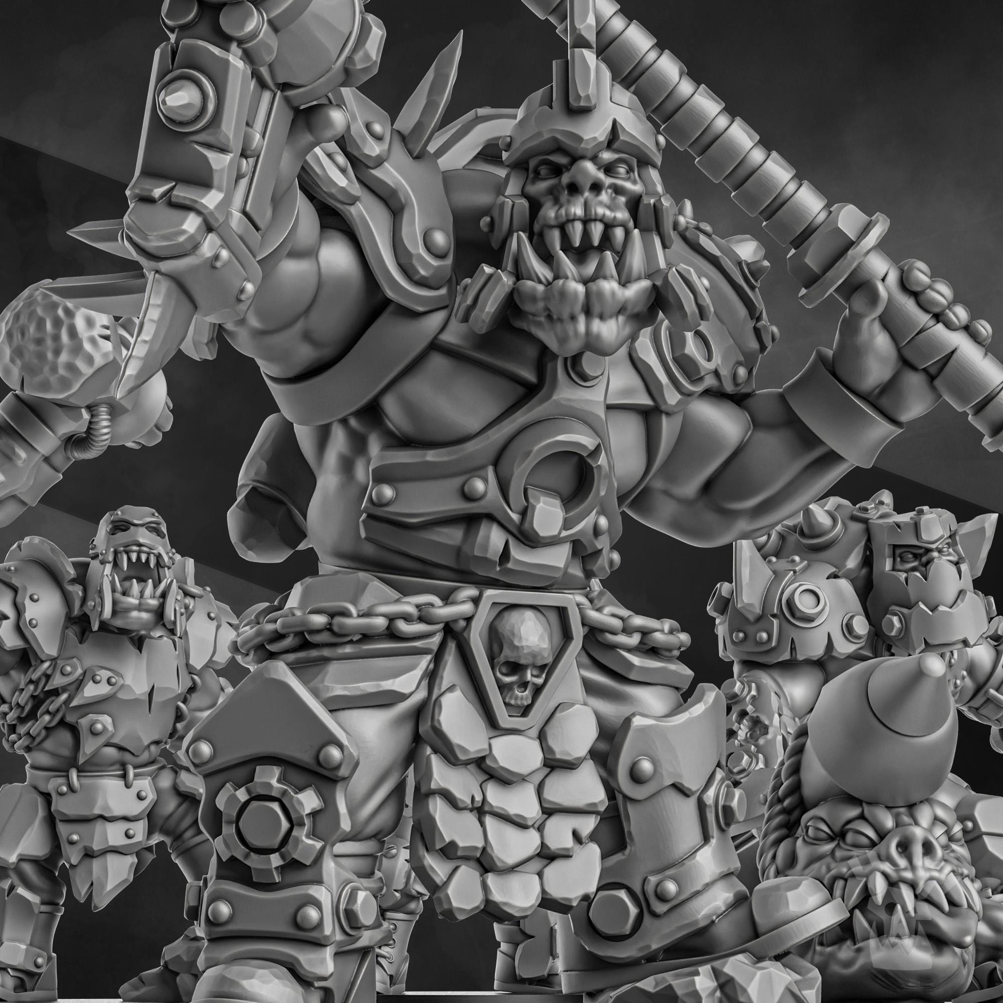 3d Printed Orc Head Crackaz Mob by DakkaDakka Miniatures