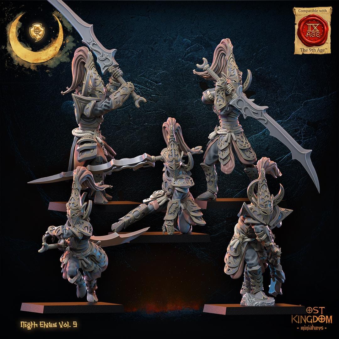 3D Printed Night Elf Warrior Regiment x10 by Lost Kingdom Miniatures