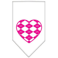 Pet and Dog Bandana Screen Printed, "Pink Argyle Heart"