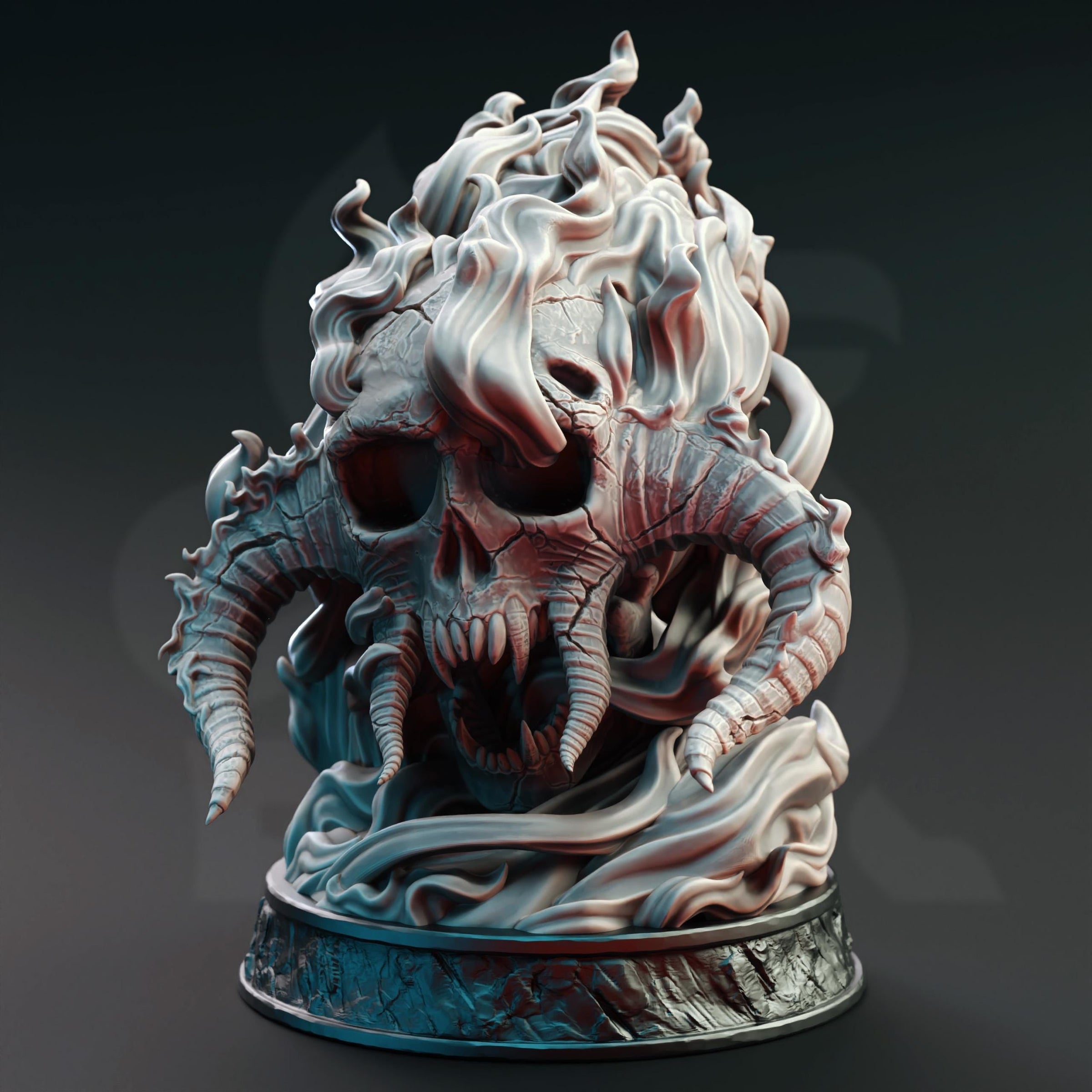 3D Printed Giant Flaming Infernal Skull by DM Stash