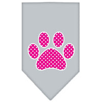 Pet and Dog Bandana Screen Printed, "Pink Swiss Dot Paw"