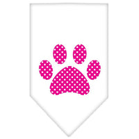 Pet and Dog Bandana Screen Printed, "Pink Swiss Dot Paw"