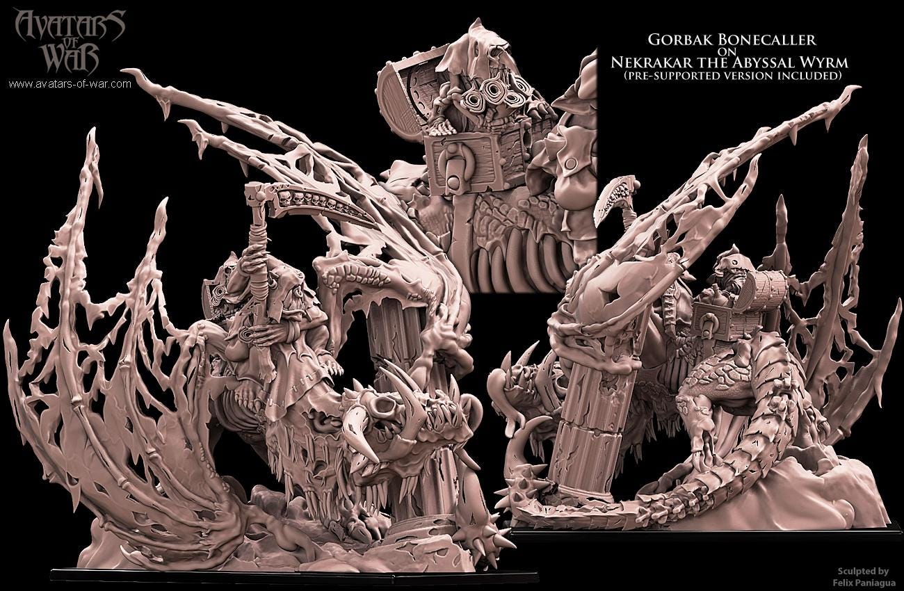 3D Printed Gorvak Bonecalled on Abyssal Wyrm by Avatars of War