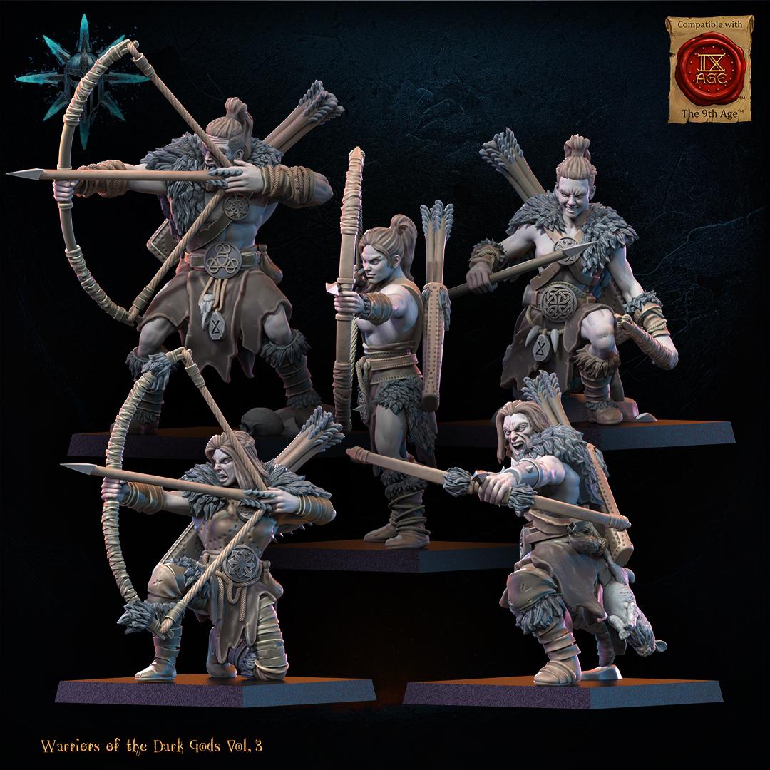 3D Printed Chaos Barbarian Archer Regiment x10 by Lost Kingdom Miniatures