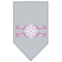 Christmas Pet and Dog Bandana Screen Printed, "Pink Snowflake Swirls"